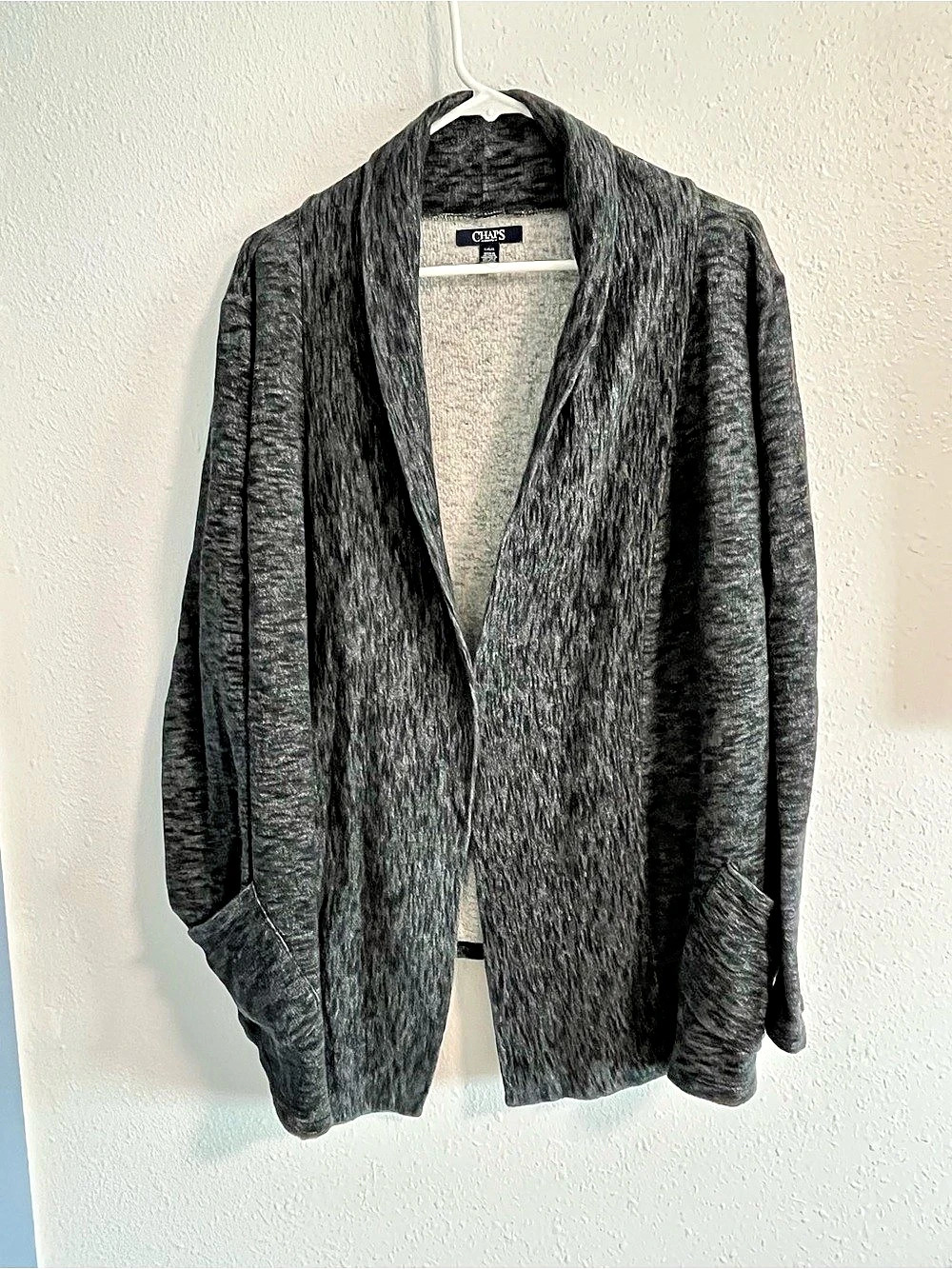 Chaps Gray Open Front Cardigan Size Large